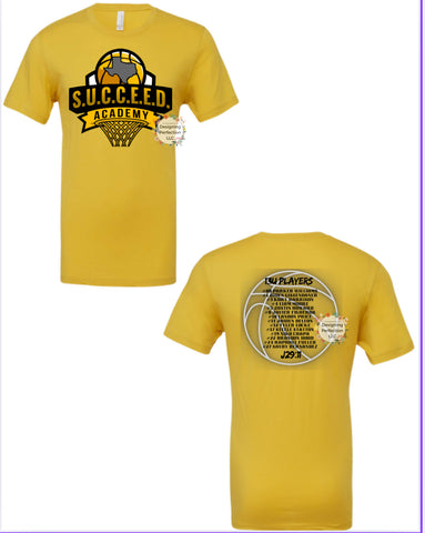 Yellow blend- tee front and back design - 13U Team
