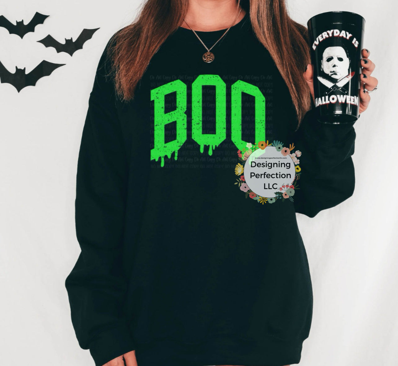 Boo (Green Print) on a tee, additional options in dropdown (18)