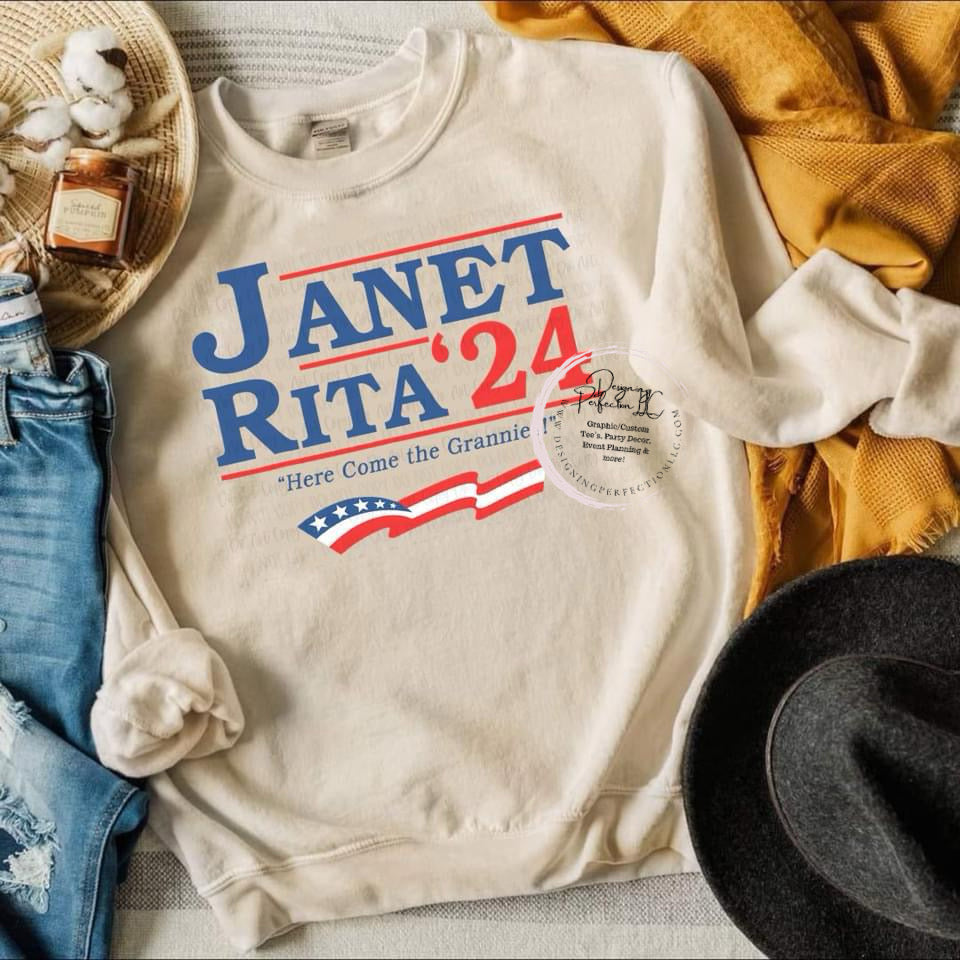 Janet / Rita (Grannies) (18) - priced for tee, additional options in drop down - BL