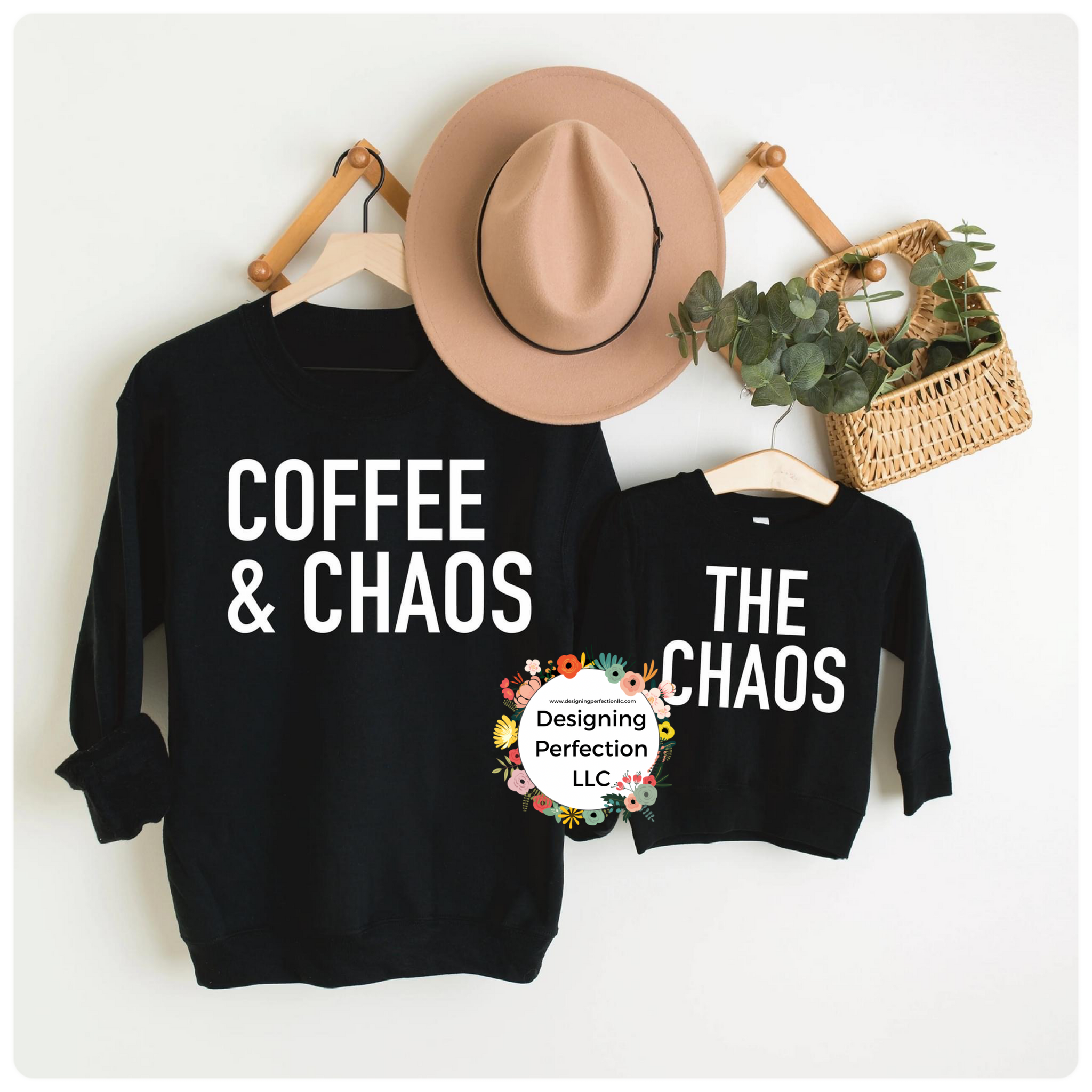 Coffee and chaos YOUTH - adult available search tittle (on tee)