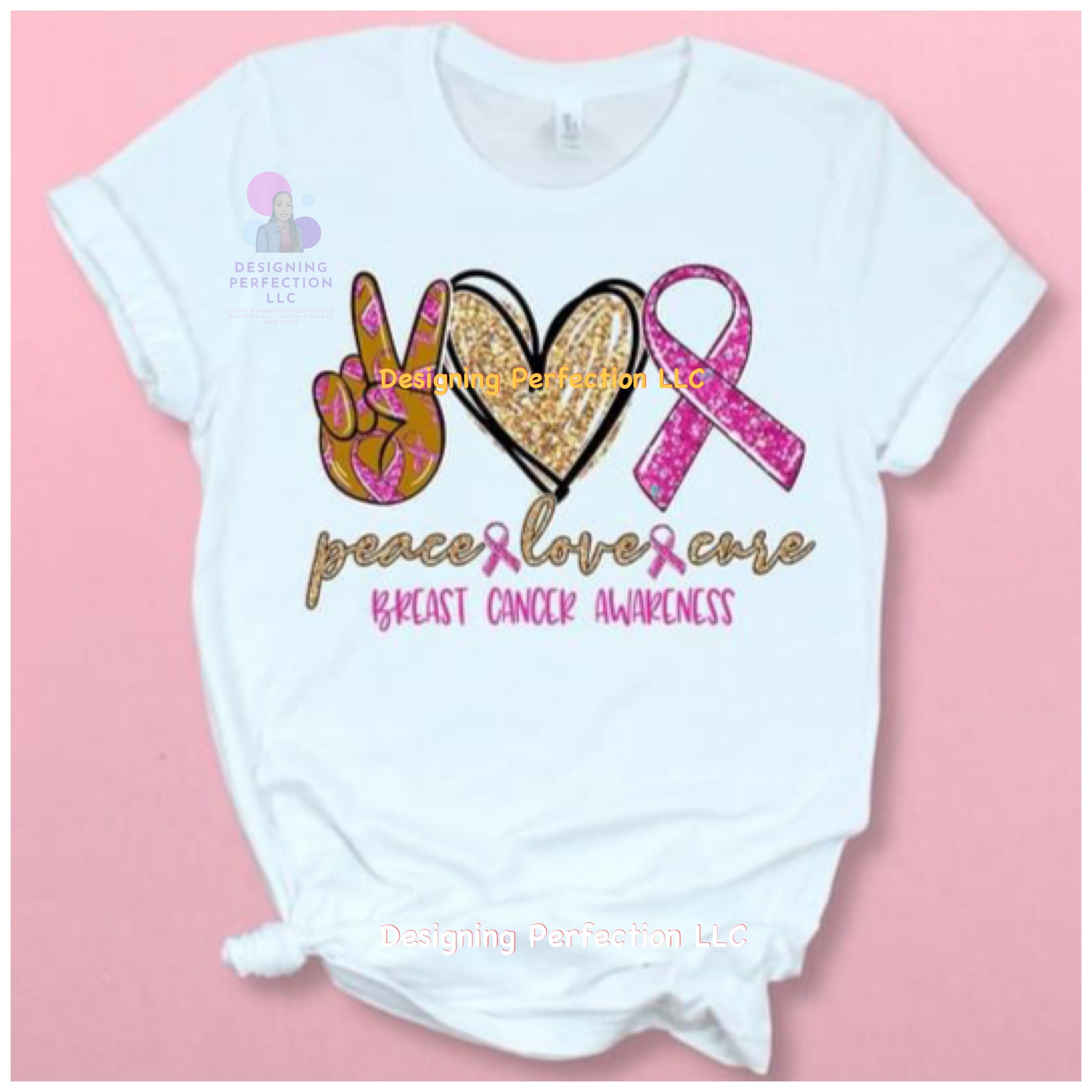 Peace Love Cure- Breast Cancer (Brown Hand) (B2)