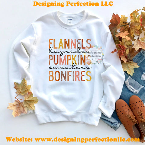 Flannels, Pumpkins and Bonfires  - priced for tee, additional options available (1)